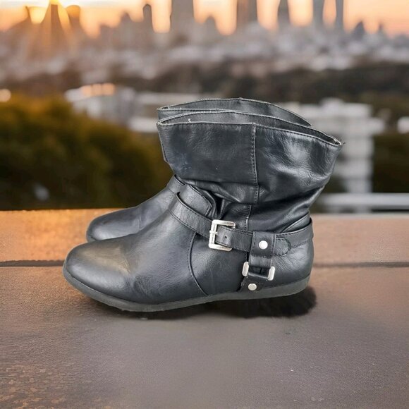 ✅So Authentic American Heritage Black Rouched Ankle Booties Womens 8M - Picture 1 of 11